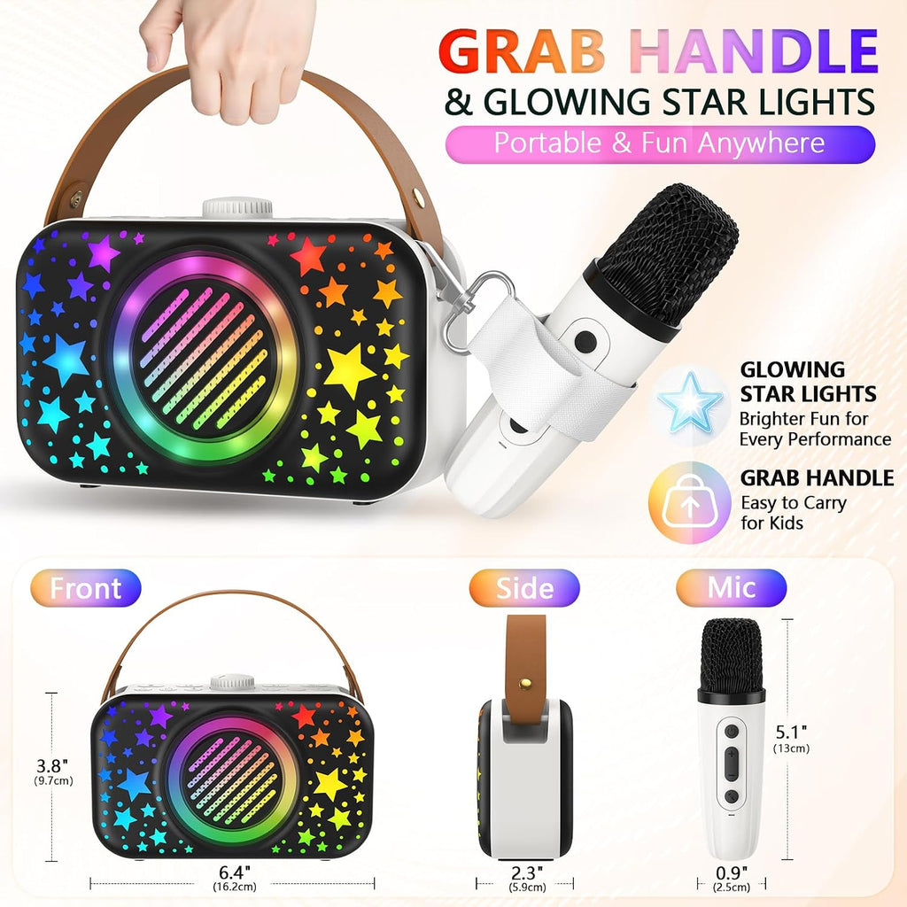 Máquina de karaoke para niños con 2 micrófonos inalámbricos: altavoz