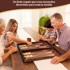 Juego de backgammon de madera hecho a mano, juego de mesa grande de 16 pulgadas con piezas de gran tamaño, juego clásico de estrategia para 2 jugadores, perfecto para adultos y niños
