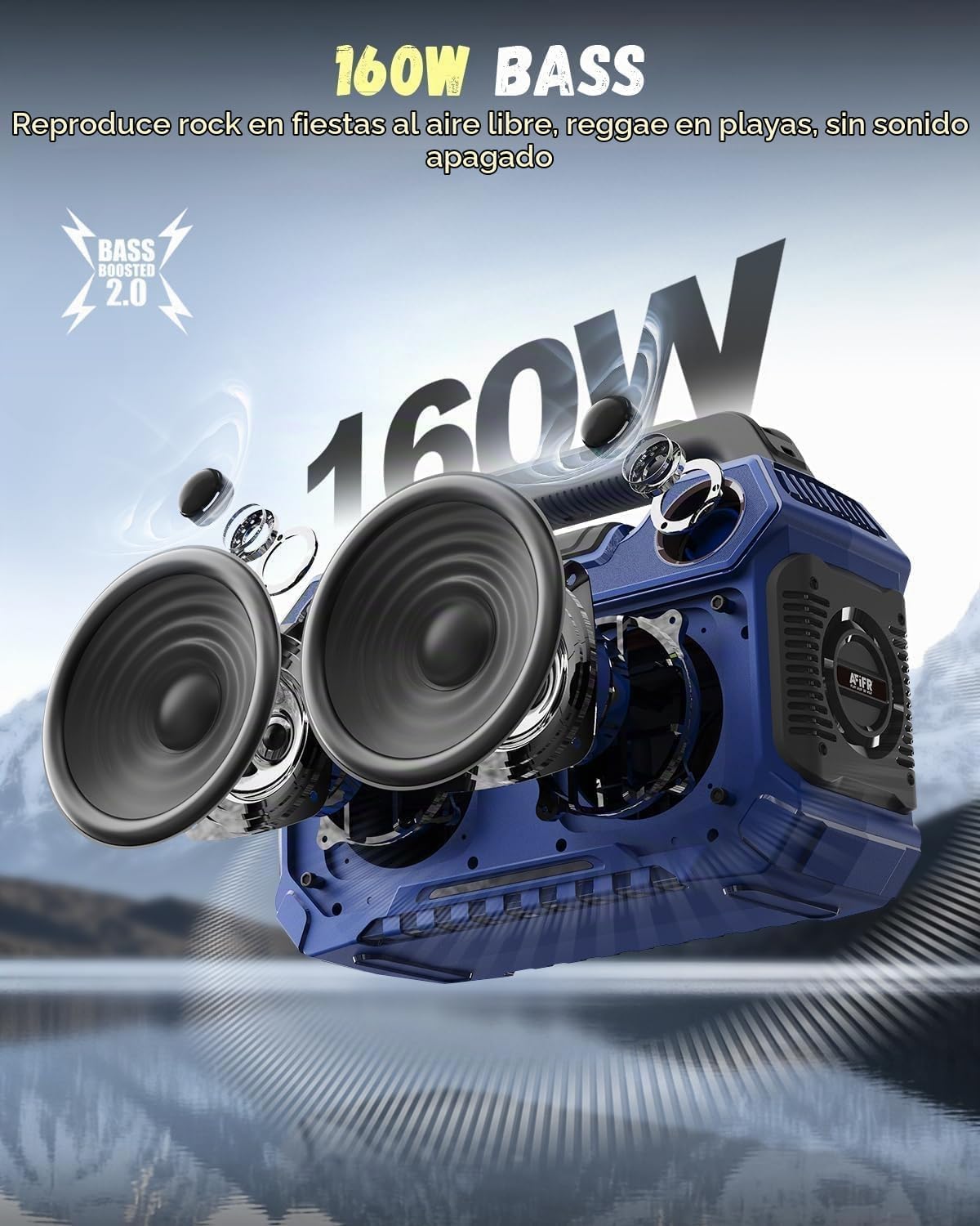Altavoz Bluetooth para exteriores AFIFR 160W: IP67 impermeable, 24H, TWS