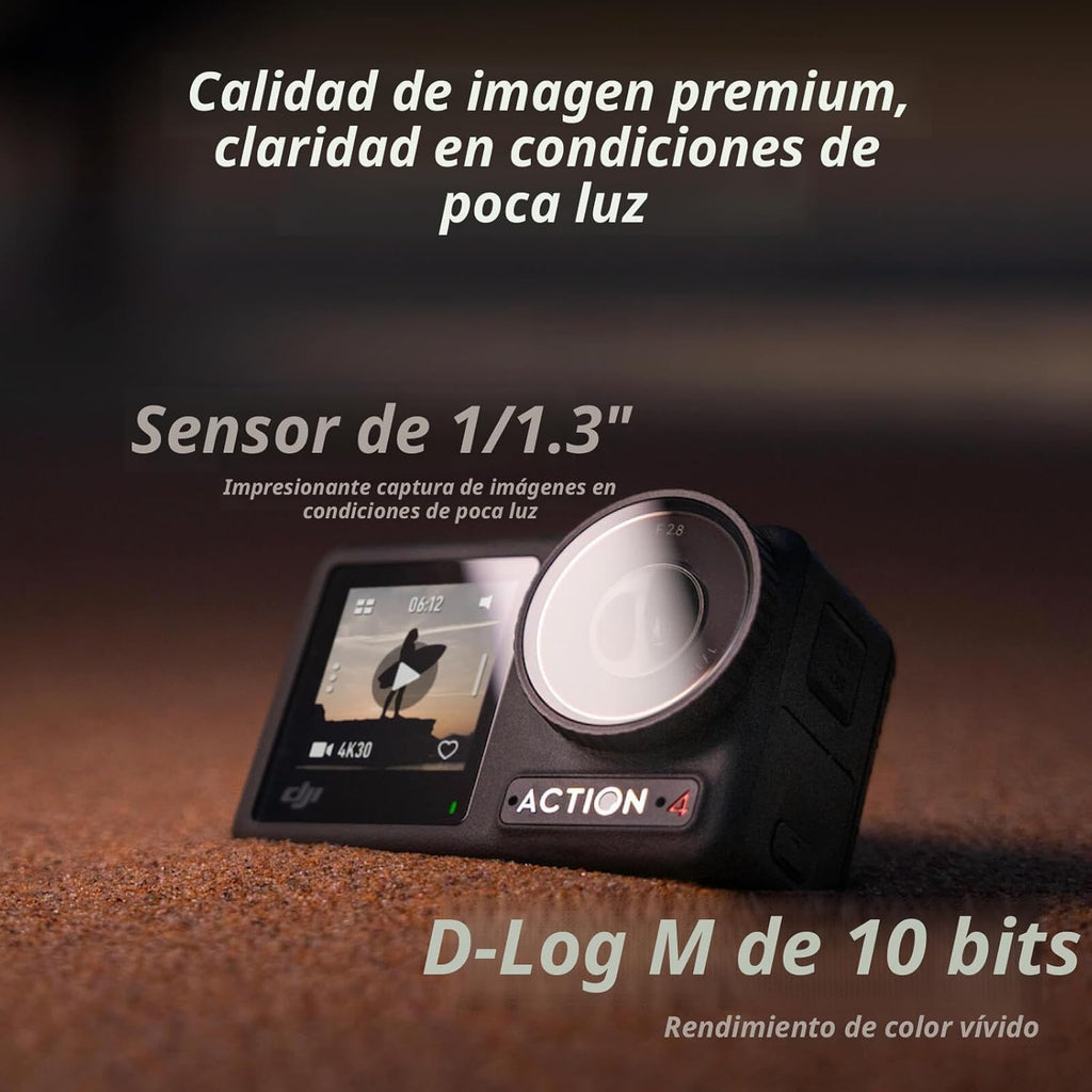 DJI Osmo Action 4 Essential Combo, cámara de acción impermeable para