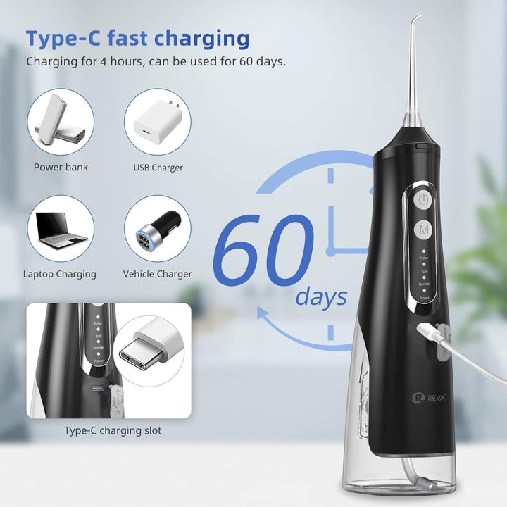 R REVA Irrigador dental inalámbrico para dientes, encías y aparatos...