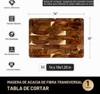 Tabla de cortar de madera de acacia con base antideslizante para cocina