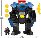 Fisher-Price Imaginext DC Super Friends, Batman Flight Mech con luces, sonidos, movimiento y figura de acción de 3 pulgadas, juguete de 14.5 pulgadas incluye lanzador y discos