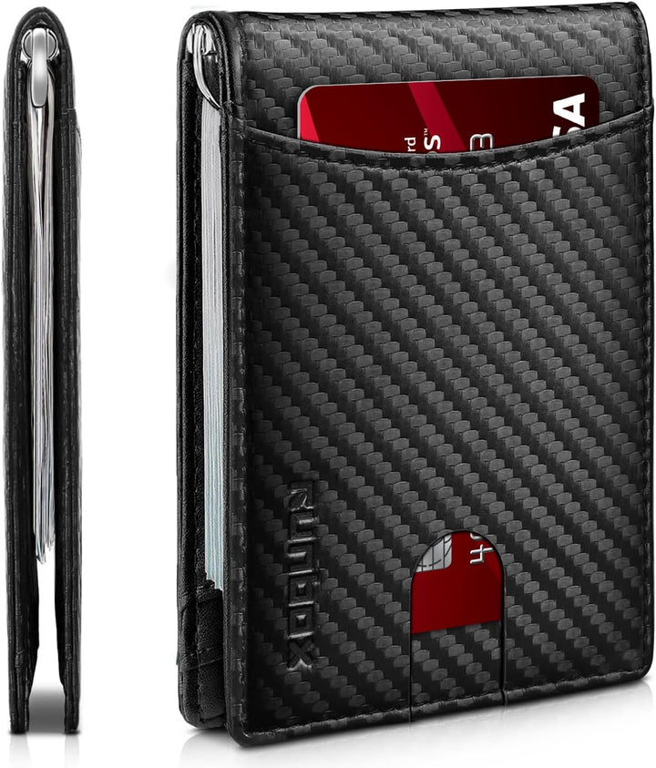 RUNBOX Cartera delgada para hombre, de piel auténtica, bloqueo RFID...
