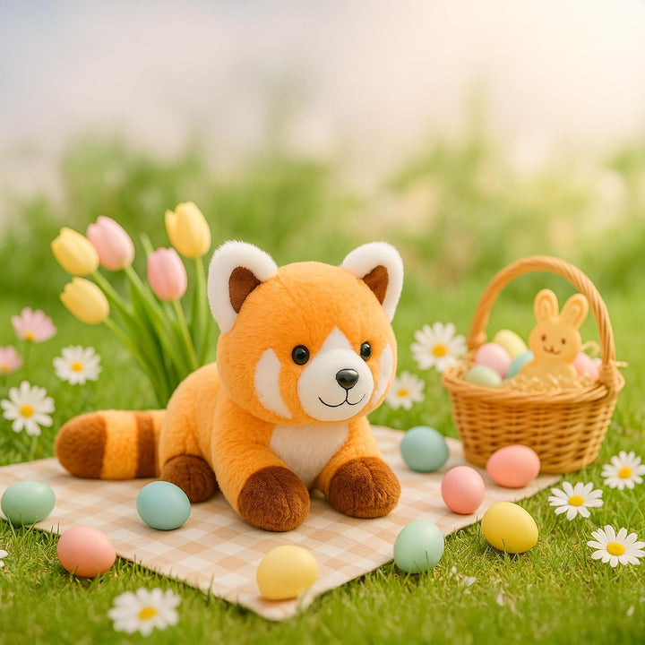 WEIGEDU Peluches de panda rojo, juguetes de peluche de panda rojo p...