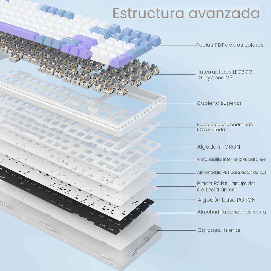 AULA Teclado mecánico inalámbrico F99, triple modo BT5.0\/2.4GHz\/U...