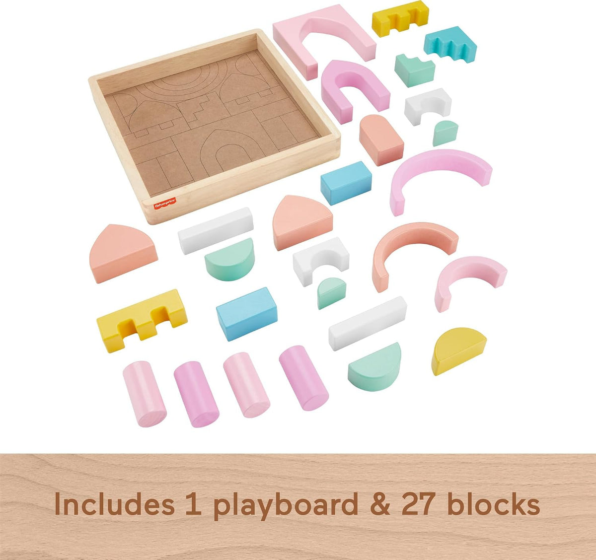 Fisher-Price - Juego de bloques de madera para castillo, 28 piezas