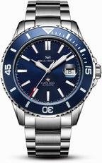 SEA-GULL - Reloj automático Seagull para hombre, correa de acero inoxidable, impermeable hasta 200M, mecánico con calendario luminoso, reloj de pulsera para negocios, casual, buceo para hombres