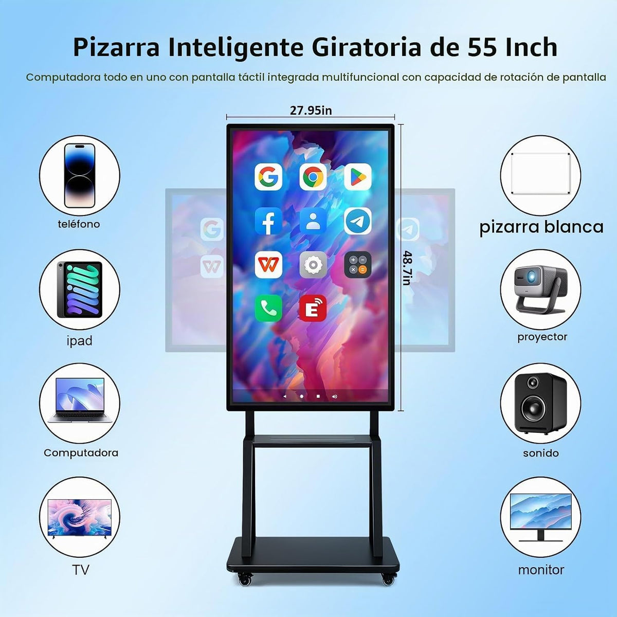 Tablero inteligente de 55", tablero interactivo electrónico 4K UHD para
