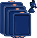 Juego de 4 moldes de silicona para hornear, antiadherentes con moldes para hornear, hojas para hornear, hojas de galletas, molde para pasteles con agarres y marco reforzado de metal más
