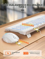SABLUTE Combo de teclado y mouse inalámbricos, onda ergonómica con...