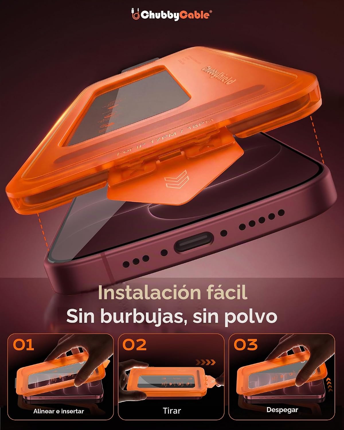 chubbycable Paquete de 2 protectores de pantalla para iPhone 18 Pro Max HD