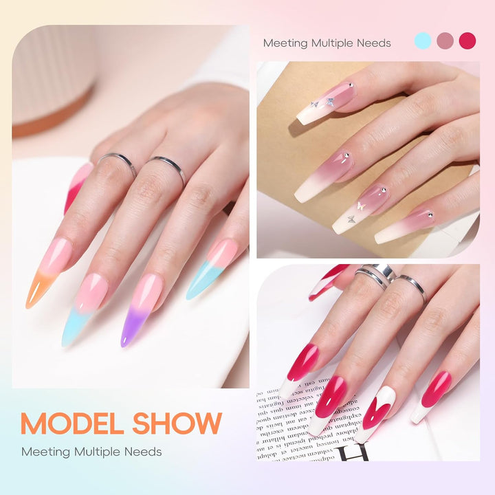 PEACECOLOR 52Pcs Kit de Gel de Uñas de Poli con Taladro y Luz UV, 2...