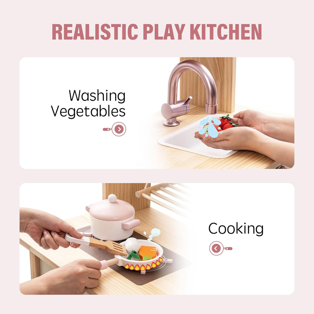 ROBOTIME Juego de cocina de madera, juego de cocina de juego de sim...