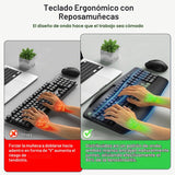 Combo de teclado y mouse inalámbricos, teclas onduladas de tamaño c...