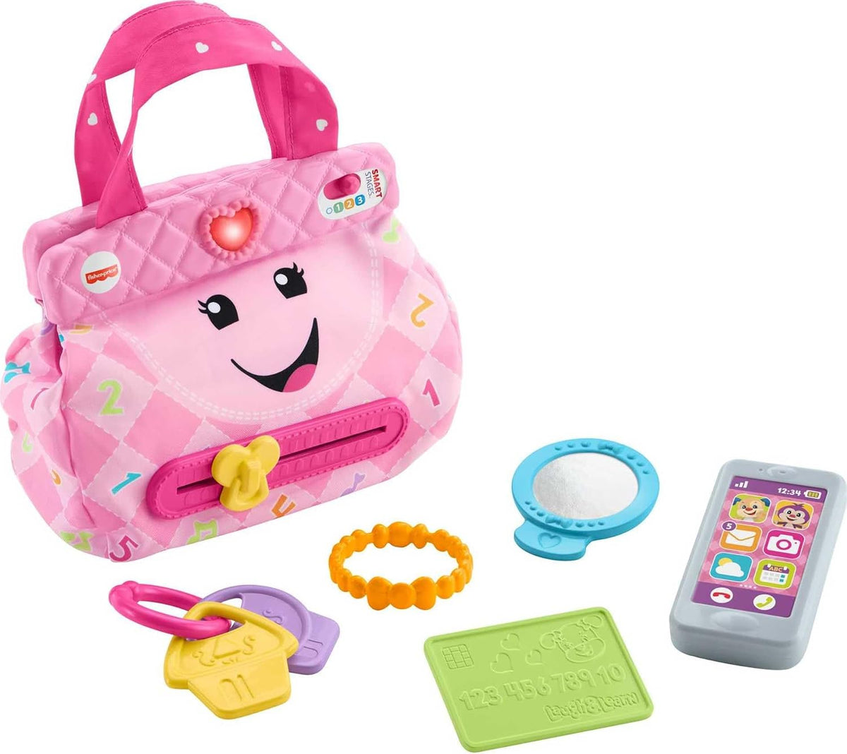 Fisher-Price Laugh & Learn My Smart Purse, rosa, juguete musical para bebé