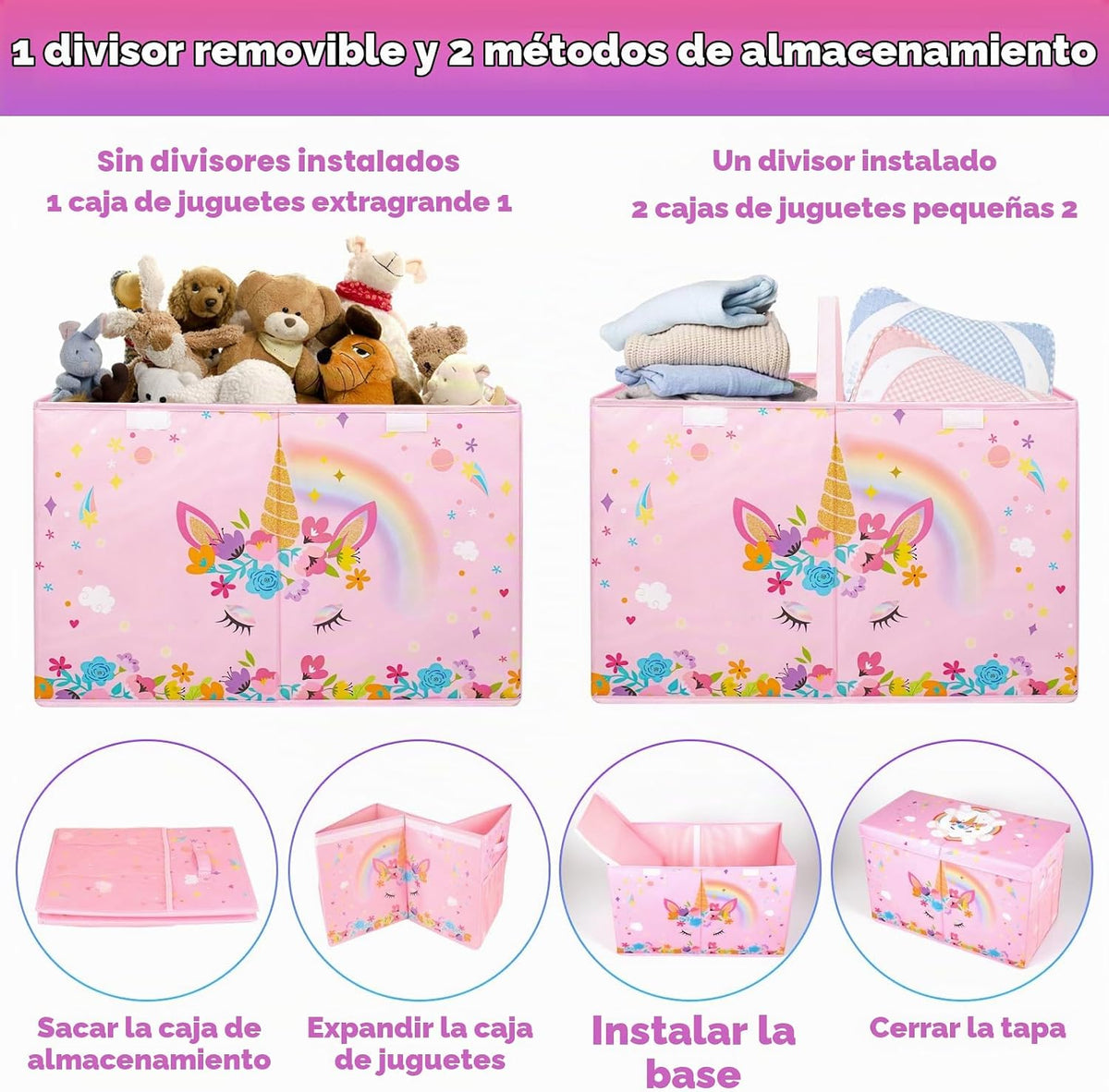 Gran Caja de Juguetes, Organizador de Almacenamiento Resistente para Niños, 25" x 13" x 16"