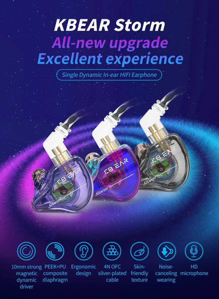 YINYOO KBEAR Storm Auriculares In Ear Monitor para Cantantes, Bater...