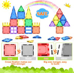Coodoo Tiles Magnéticos para Niños Juguetes STEM Juguete Magnético de Construcción para Bebé Bloques Magnéticos para Desarrollo Preescolar Aprendizaje Sensorial Montessori Juguetes para Niños y Niñas de 3+ Años, Creatividad Segura para Niños Pequeños