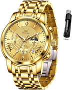 OLEVS Relojes para Hombres de Negocios de Acero Inoxidable, a Prueba de Agua, Estilo Casual Formal