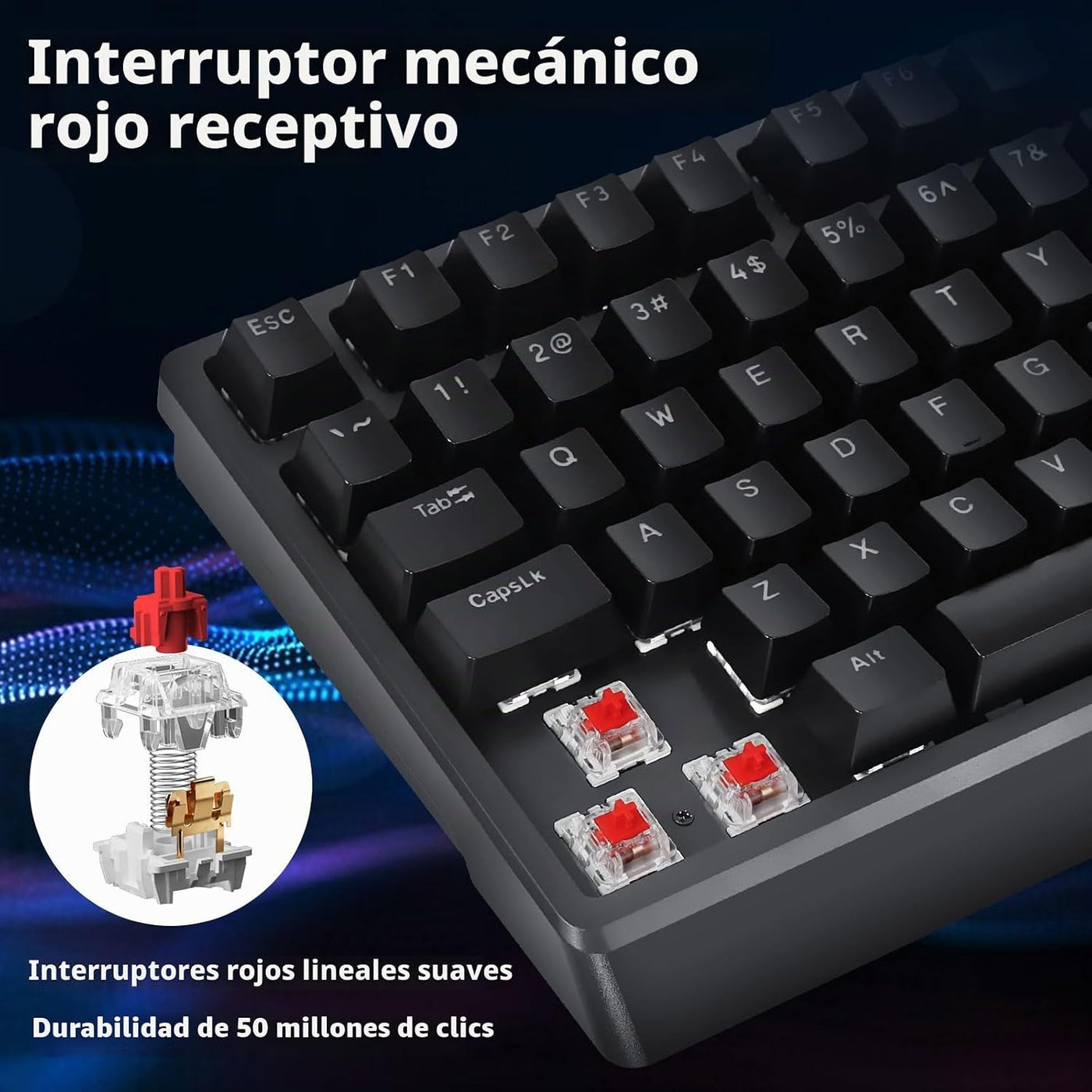 HUO JI Teclado mecánico para juegos con cable, 17 modos retroilumin...