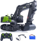 US in Stock, HUINA 1/14 593 Modelo RC Excavadora de tierra de metal y plástico, con luz LED y sonido de simulación, batería 2.4G control remoto 28CH, modelo de grado aficionado para mayores
