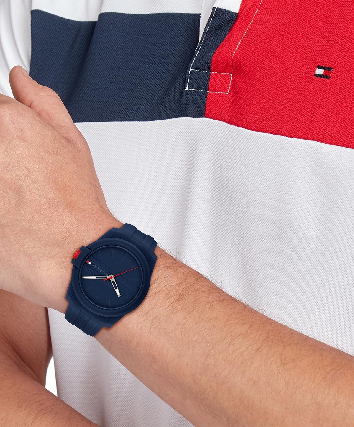 Tommy Hilfiger Reloj de Caballero de Cuarzo con 3 Manecillas – Estilo Casual Deportivo, Correa de Silicona, Resistente al Agua hasta 50 Metros, Reloj de Pulsera para Uso Diario, Regalo para Él - 44mm