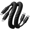 LISEN Paquete de 2 cables USB C a USB C en espiral de 60 W para Android