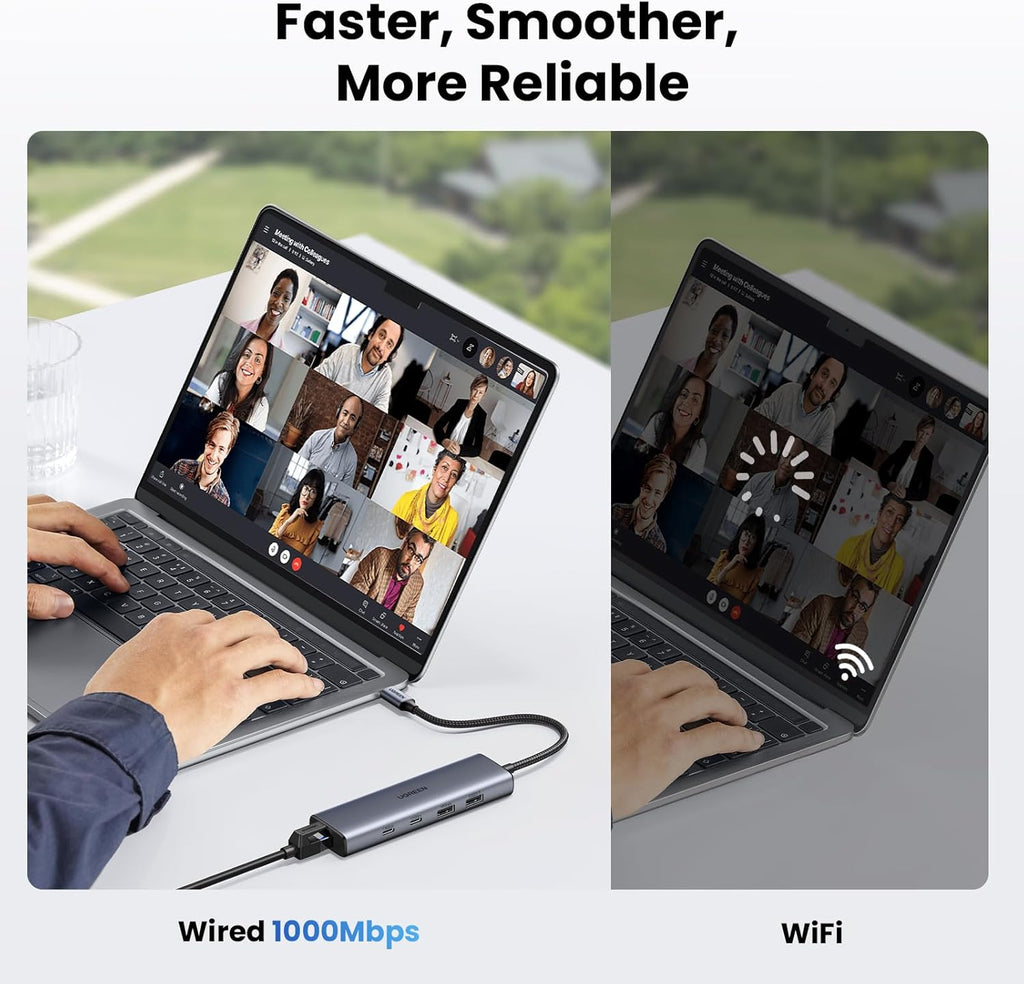 UGREEN USB C a Ethernet adaptador, 10Gbps Data puerto 5-en-1 Hub Ethernet
