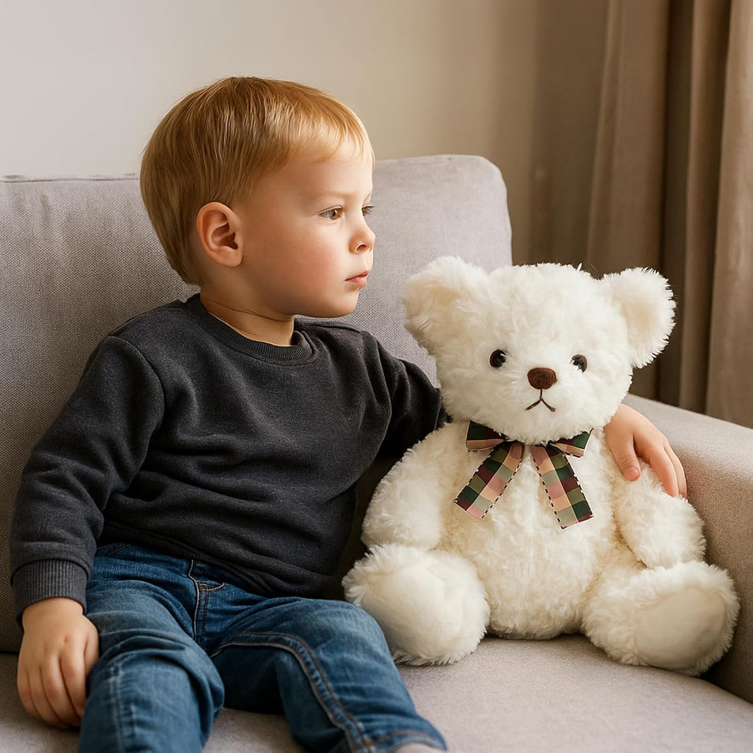 WEIGEDU Oso de peluche blanco esponjoso, animales de peluche de jug...