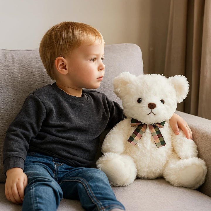 WEIGEDU Oso de peluche blanco esponjoso, animales de peluche de jug...