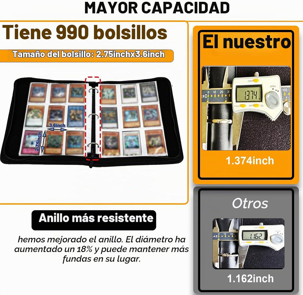 Carpeta de tarjetas coleccionables para tarjetas YGO - Álbum de tarjetas de 990 bolsillos con fundas compatible con tarjetas Y-G-O, tarjetas TCG u otras tarjetas de tamaño estándar - Dragón