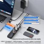 FEMORO, hub USB 3.2 de 11 puertos, alimentado, adaptador 12V/4A