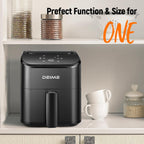 DEIME Freidora de aire, pequeña freidora digital de 3 cuartos de galón, compacta, para hornear, recalentar, asar para comidas rápidas y fáciles, mini cesta compacta y silenciosa, antiadherente y apta para lavavajillas (negro)