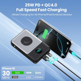 Cargador portátil magnético 6 en 1 para iPhone con cables integrado...