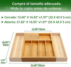 VaeFae Organizador de cajones de cubiertos de bambú, 7 ranuras, natural