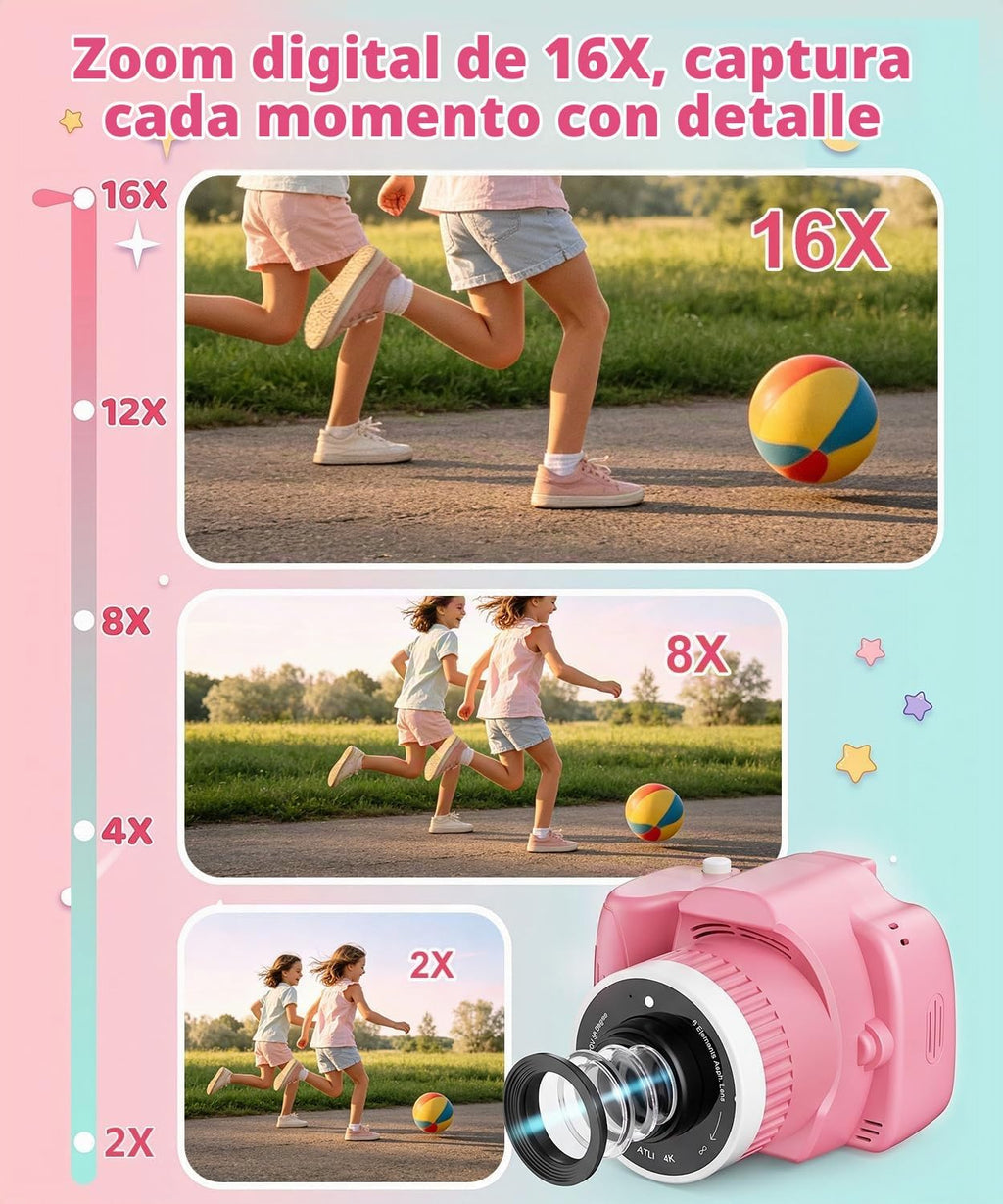 Juguetes de cámara para niños con proyector para niñas de 5 a 12 años (rosa