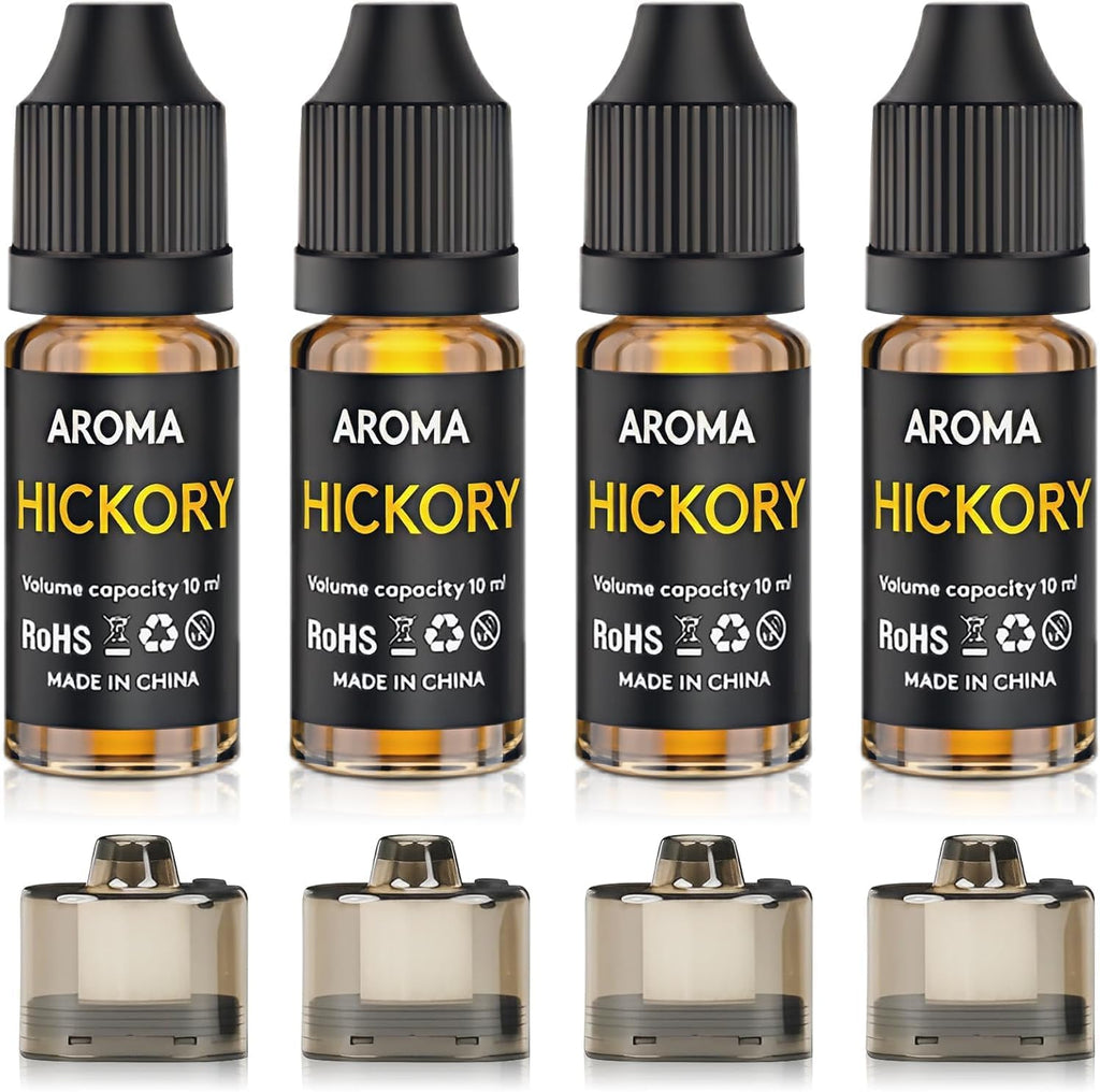 Kit de Accesorios de Sabor Culinario para Pistola de Humo - Añade Sabor a Bebidas de Cóctel y Alimentos Ahumados - 4x10ml de Aceites de Aroma de Nogal y 4 Envases (SaborNogal)