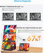 ROYY - Extensor de pantalla para portátil cuádruple de 15.6 pulgada...