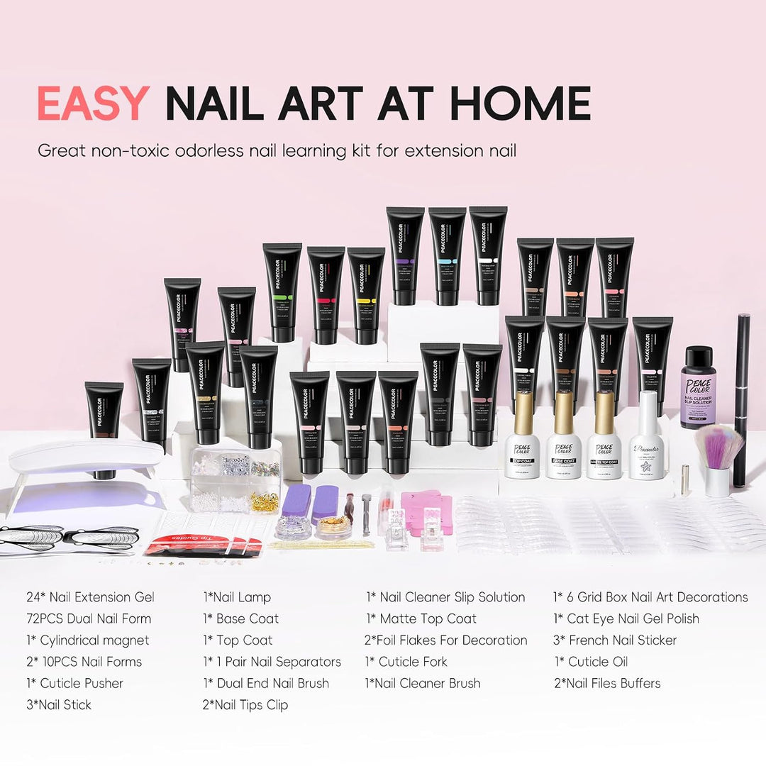 PEACECOLOR Kit de uñas de gel con polvo acrílico de 50 piezas con l...