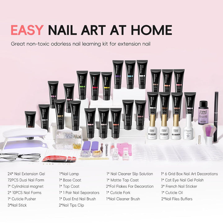 PEACECOLOR Kit de uñas de gel con polvo acrílico de 50 piezas con l...