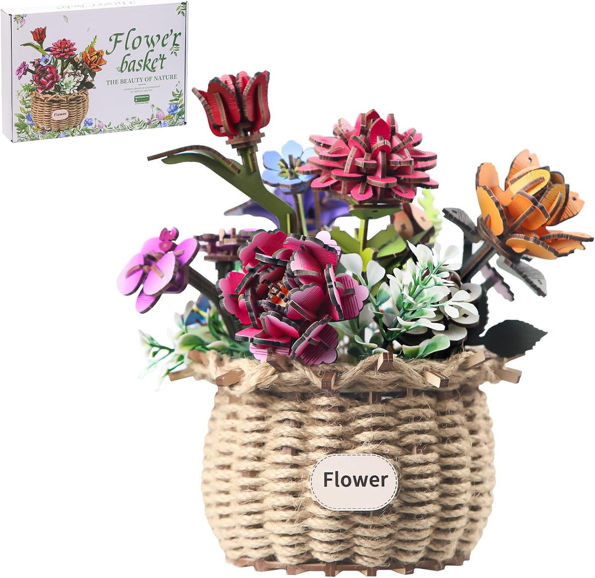 Ever-Blooming - Juego de construcción de ramo de madera, kit de