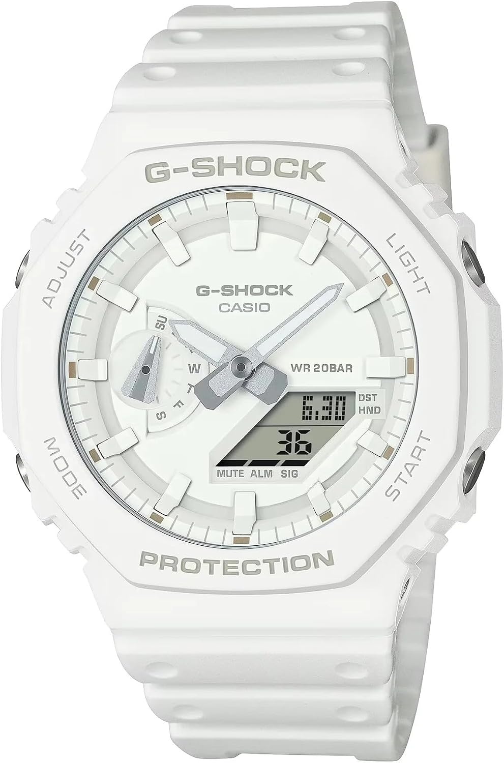 G-Shock Casio GA2100-7A7 - Reloj analógico digital con correa de resina blanca tono sobre tono
