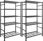 2-Pack de Estanterías de Acero para Garaje de 5 Niveles, 33.5"x12.6"x72", negro