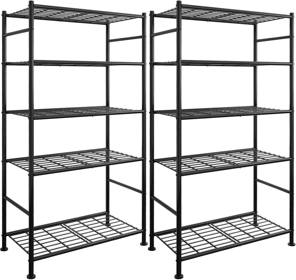 2-Pack de Estanterías de Acero para Garaje de 5 Niveles, 33.5"x12.6"x72", negro