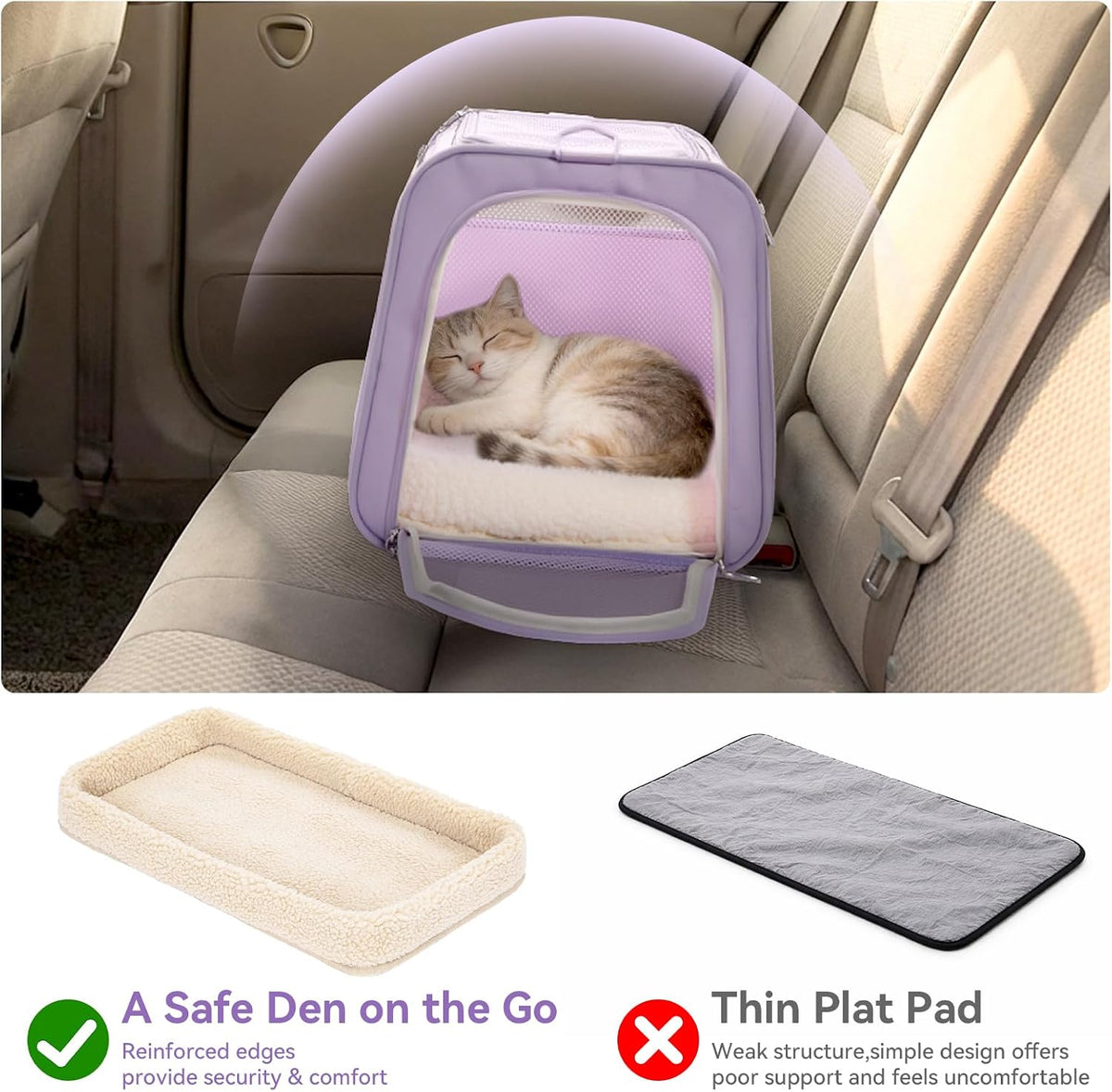 PETSFIT Transportador de gatos suave con hebillas de seguridad patentadas