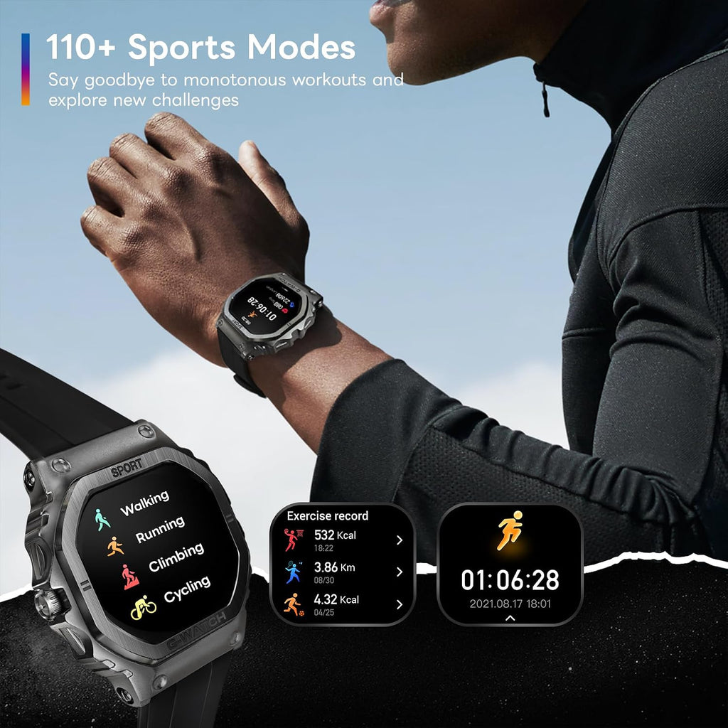 FOSMET Smartwatches para hombres (responder/hacer llamadas), monitor de frecuencia cardíaca y rastreador de sueño