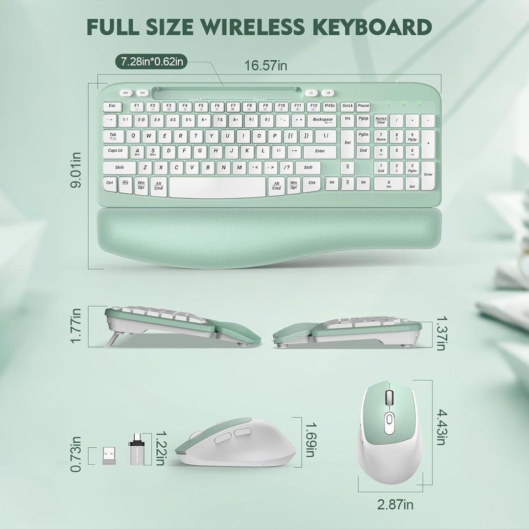 Juego de teclado y mouse inalámbricos, teclado ergonómico de tamaño...