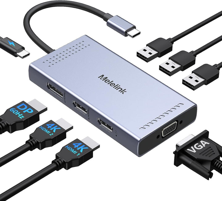 Estación de acoplamiento USB C con adaptador de monitor dual HDMI,...