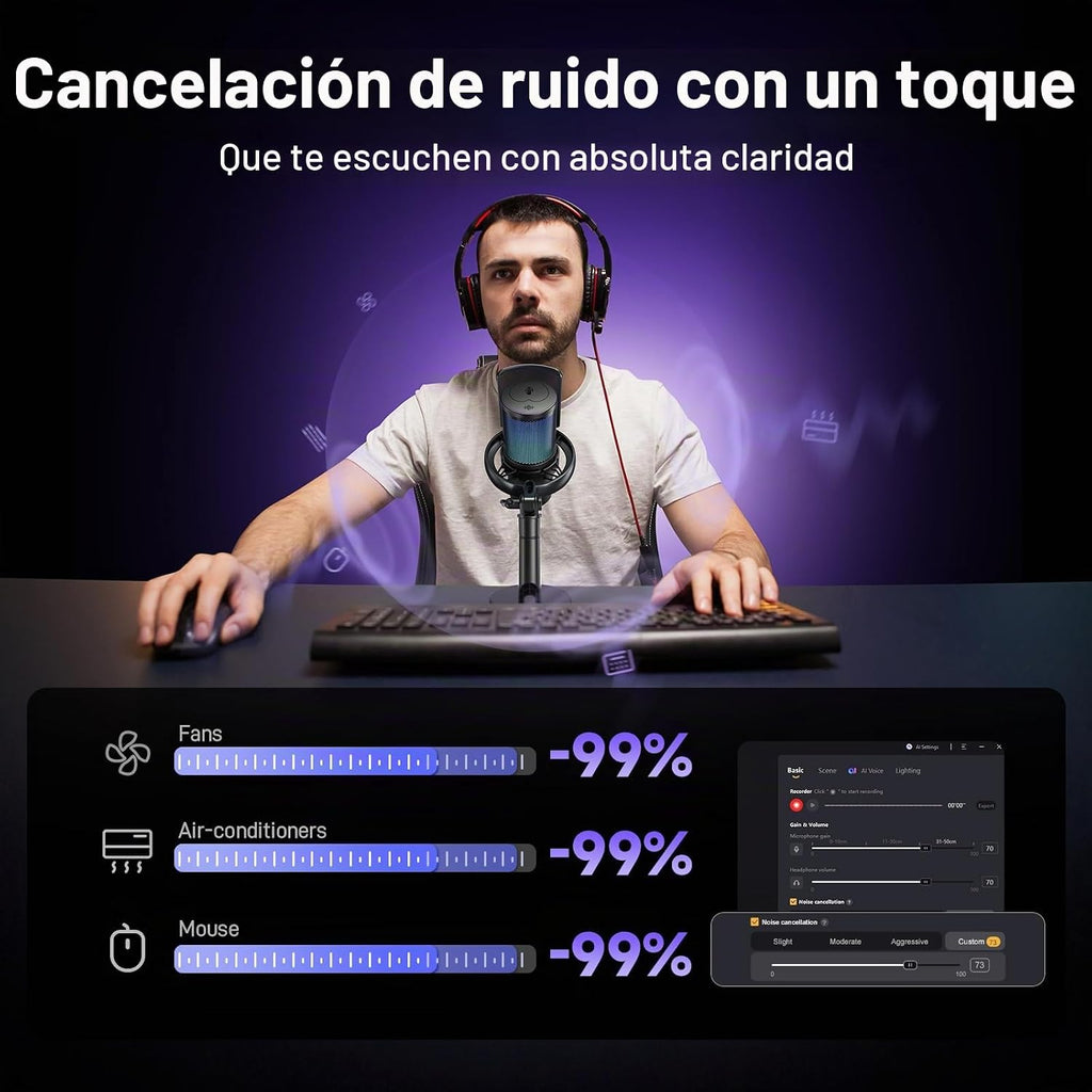 MAONO Micrófono inalámbrico para juegos DM40 Pro USB para PC